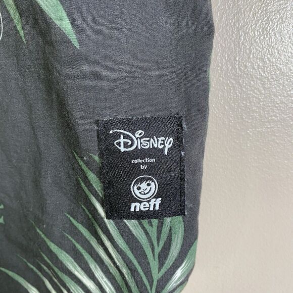 NEFF DISNEY Shirt  Mens Large Mickey Mouse Blue Floral Hawaiian Button Up Cotton - Picture 6 of 14
